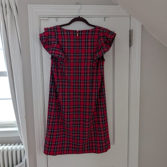 Draper James Plaid Ruffle Shoulder Red Dress Sz 4 EUC / Like New - Picture 4 of 4